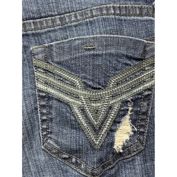 VIGOSS Capri Jeans Womens 9 Distressed Blue Denim Cropped Retro Embroidered - Picture 7 of 9